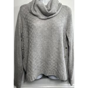 White + Warren 100% Cashmere Sweater L Pullover Gray Cowl Neck Quiet Luxury